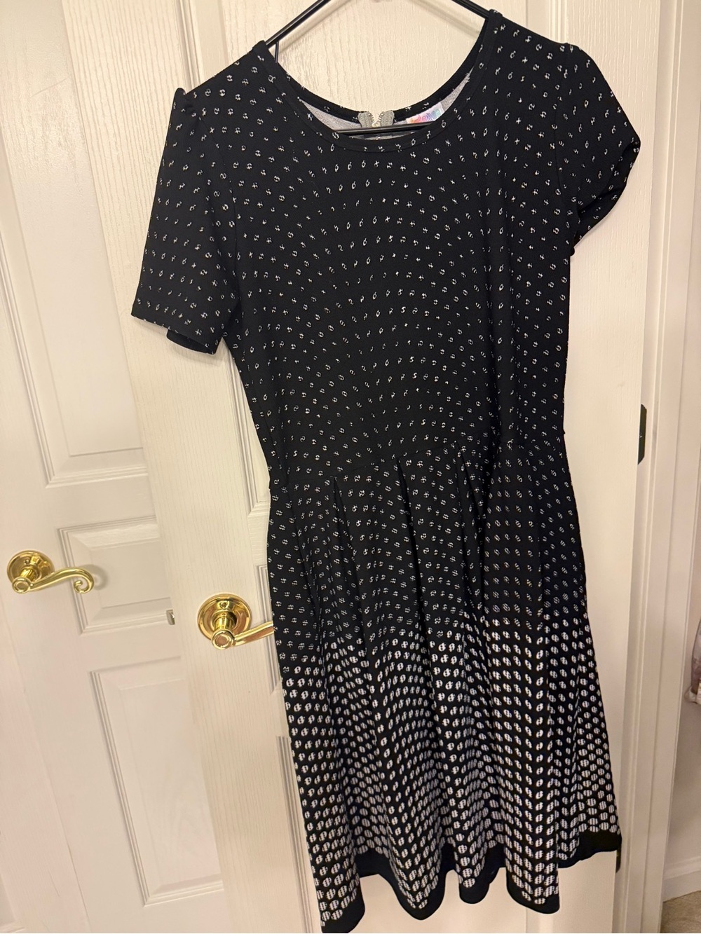 LuLaRoe Black and White Midi Fit-and-Flare Dress